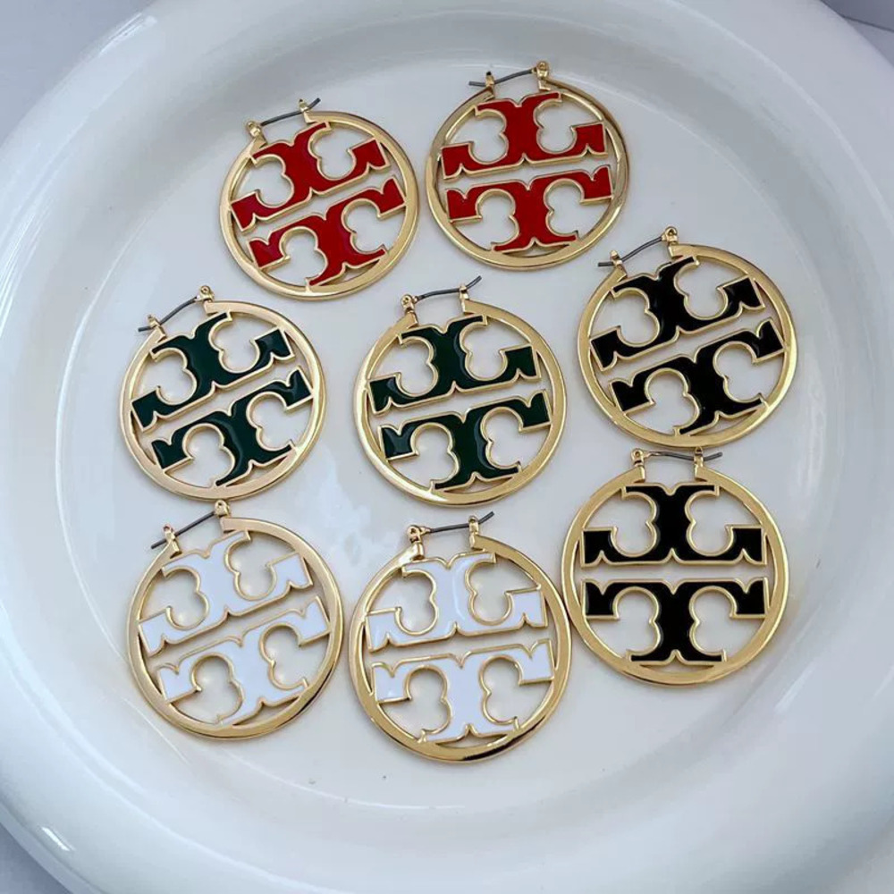 Tory Burch Large Enamel Alphabet Metal Earrings